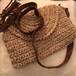 Tan straw cross body bag!